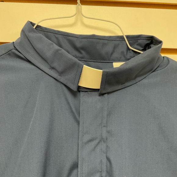 Autom Tailored Apparel Short Sleeve 17 1/2 Tab Collar Blue - Picture 3 of 5